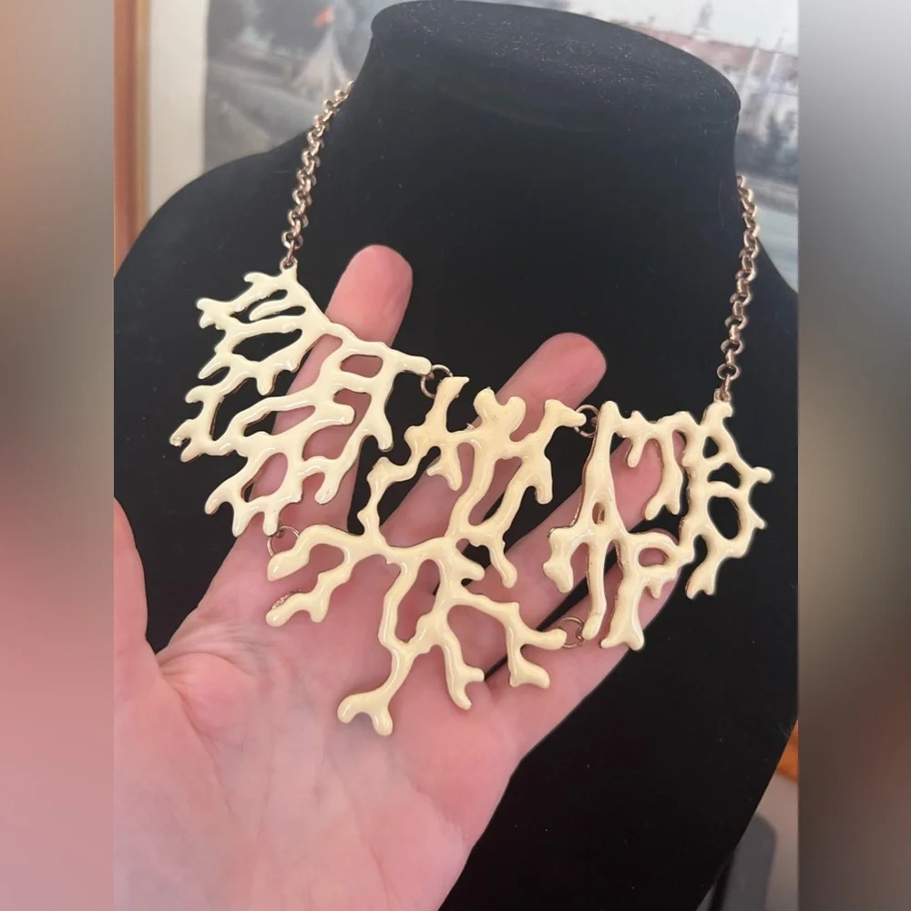 Enamel Coral Bib Necklace